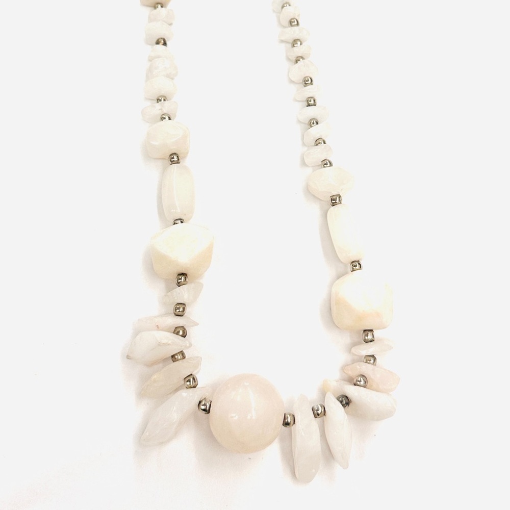 Amazing Selenite Quartzite and Silver Chunky Bohemian Necklace
